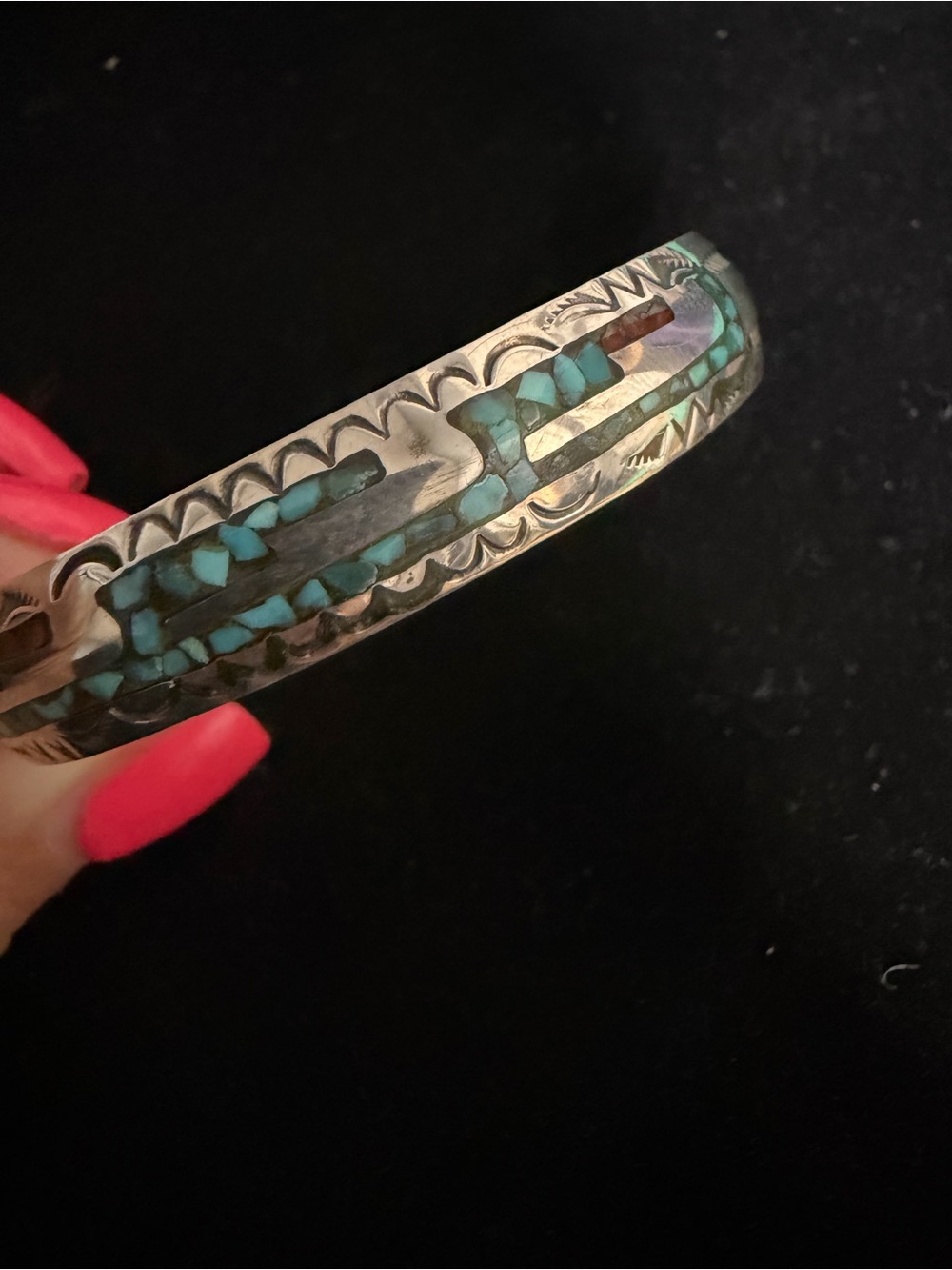 925 Sterling silver native turquoise cuff bracelet